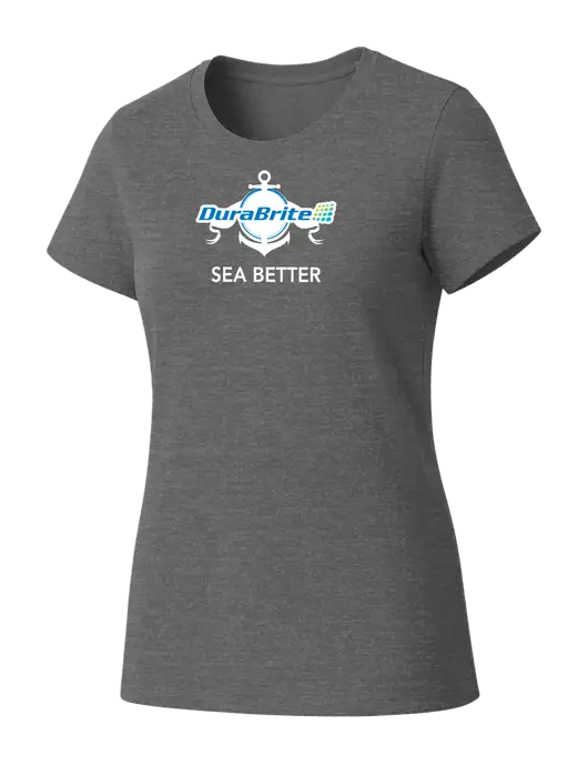 Womens Seriously Soft Grey Frost T-Shirt w/Anchor Sea Better Logo
