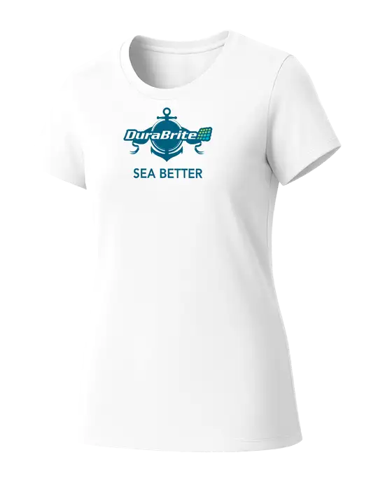 Womens Seriously Soft White T-Shirt w/Anchor Sea Better Logo