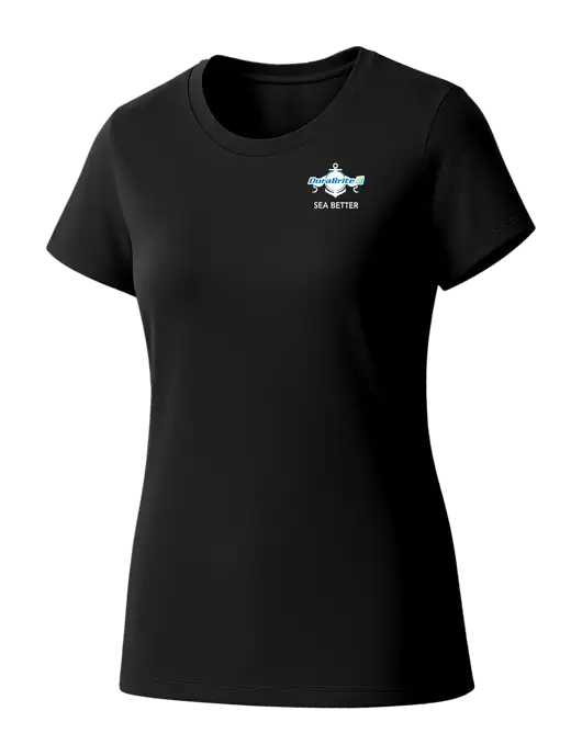 Womens Seriously Soft Black T-Shirt w/Anchor Sea Better Logo