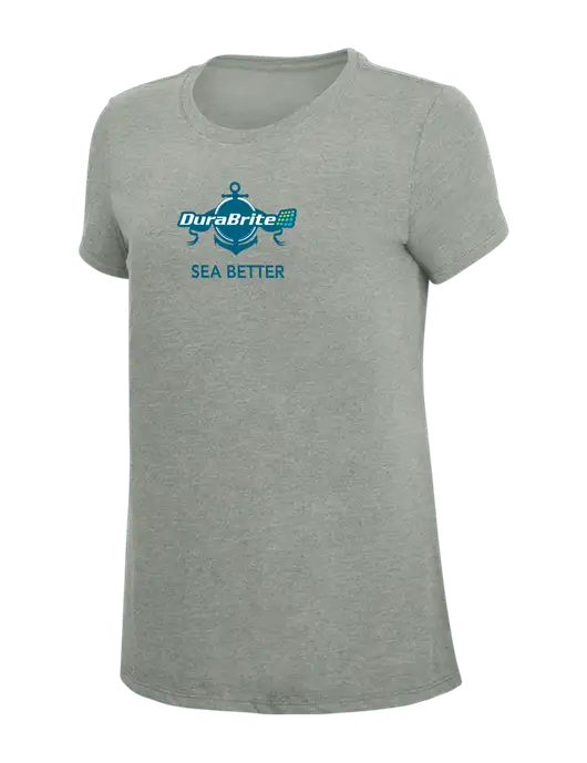 Womens Simply Soft Grey Frost 4.5oz  Poly/Combed Ring Spun Cotton T-Shirt w/Anchor Sea Better Logo