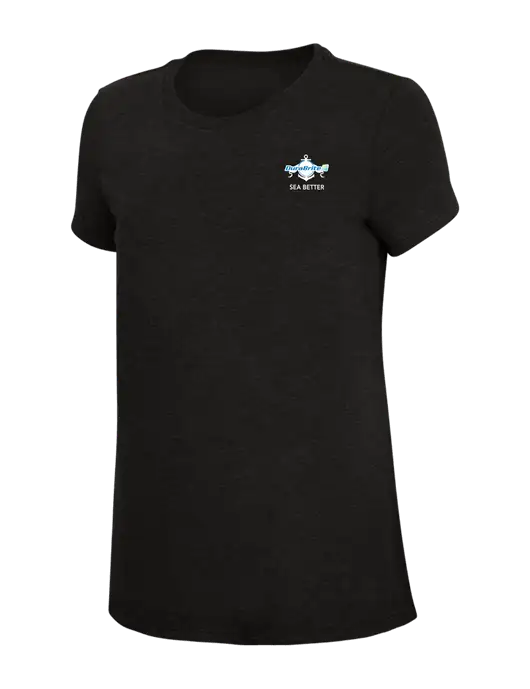 Womens Simply Soft Black 4.5oz Poly/Combed Ring Spun Cotton T-Shirt w/Anchor Sea Better Logo