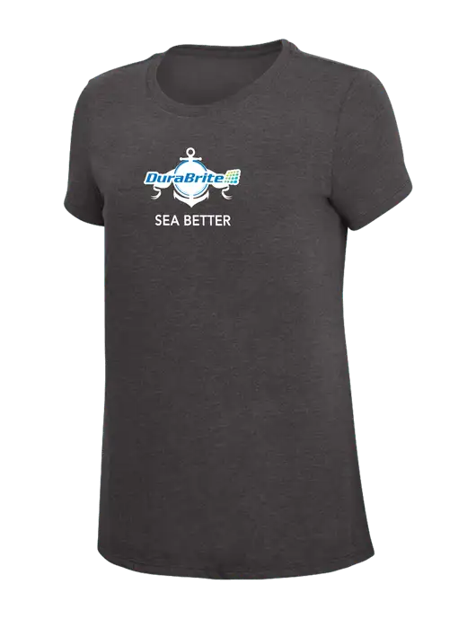 Womens Simply Soft Heather Charcoal 4.5oz  Poly/Combed Ring Spun Cotton T-Shirt w/Anchor Sea Better Logo