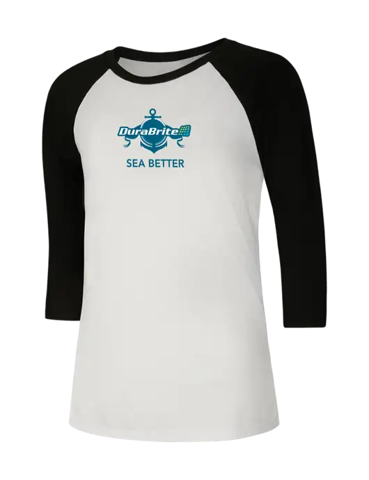 Womens Simply Soft 3/4 Sleeve Black/White Ring Spun Cotton T-Shirt w/Anchor Sea Better Logo