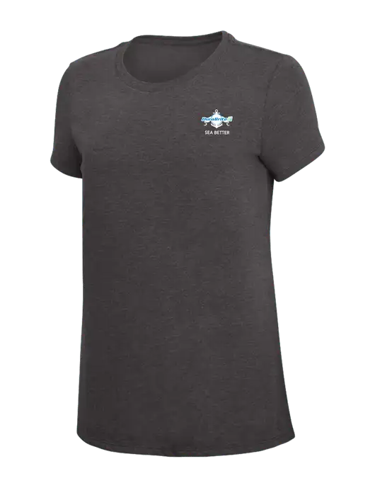 Womens Simply Soft Heather Charcoal 4.5oz  Poly/Combed Ring Spun Cotton T-Shirt w/Anchor Sea Better Logo