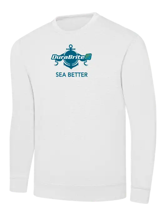 White 7.8 oz Ring Spun Crew Sweatshirt w/Anchor Sea Better Logo