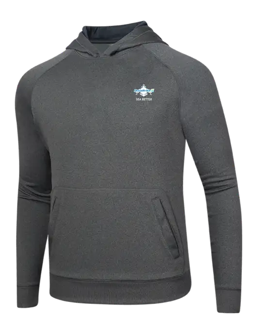 Tech Graphite Heather Fleece Hooded Sweatshirt w/Anchor Sea Better Logo