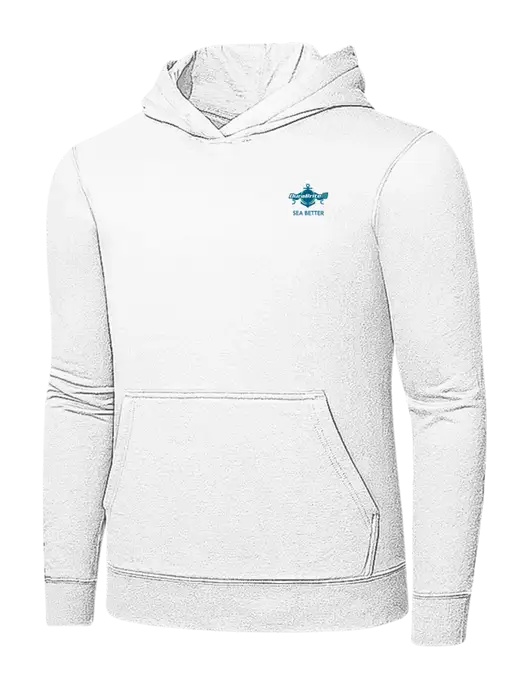 White 7.8 oz Ring Spun Hooded Sweatshirt w/Anchor Sea Better Logo