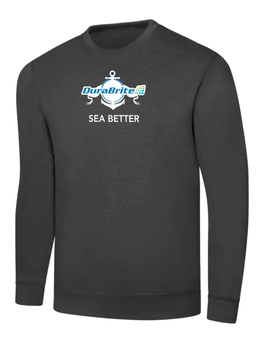 Dark Heather Grey 7.8 oz Ring Spun Crew Sweatshirt w/Anchor Sea Better Logo