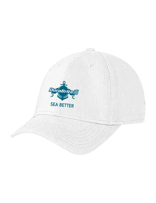 White Structured Soft Snap Closure Hook & Loop Cap w/Anchor Sea Better Logo
