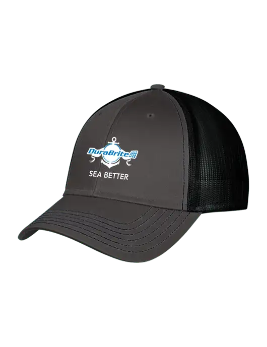 Charcoal & Black Mesh Trucker Cap Snap Back w/Anchor Sea Better Logo
