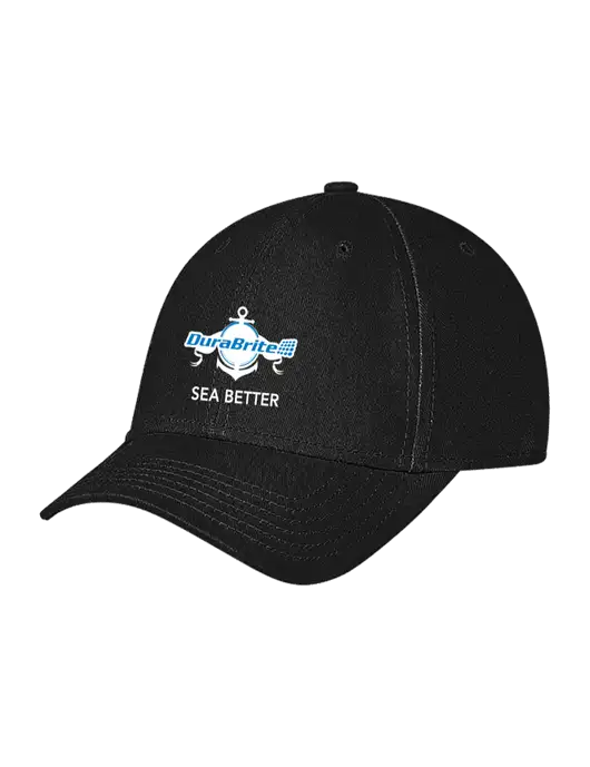 Black Structured Soft Snap Closure Hook & Loop Cap w/Anchor Sea Better Logo