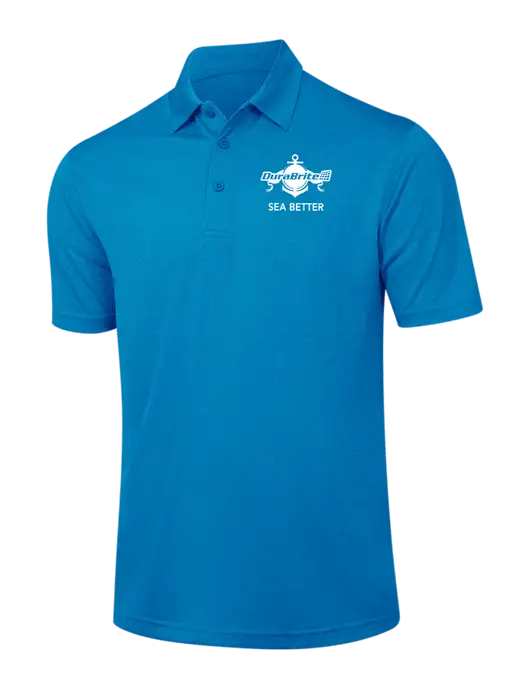 Sapphire Blue Heather Contender Polo w/Anchor Sea Better Logo