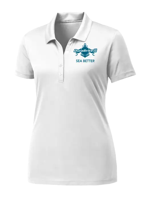Womens White PosiCharge Competitor Polo w/Anchor Sea Better Logo