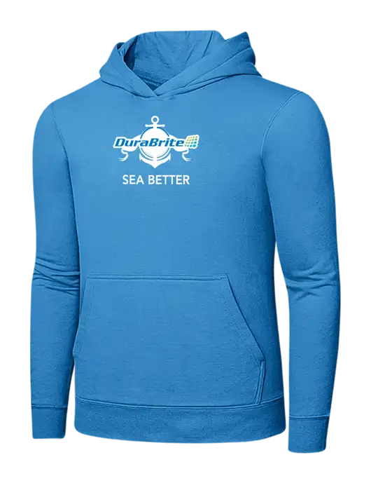 Light Aqua Blue 7.8 oz Ring Spun Hooded Sweatshirt w/Anchor Sea Better Logo