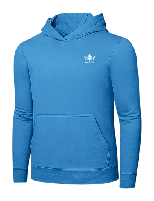 Light Aqua Blue 7.8 oz Ring Spun Hooded Sweatshirt w/Anchor Sea Better Logo