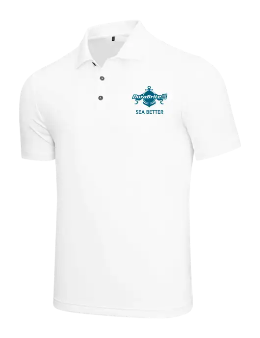 Adidas White  Performance Polo w/Anchor Sea Better Logo
