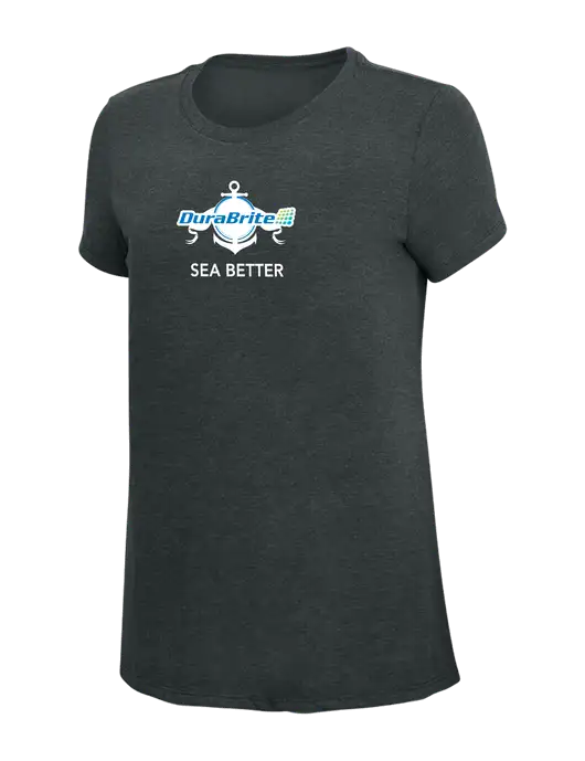 Womens Simply Soft Black Frost 4.5oz Poly/Combed Ring Spun Cotton T-Shirt w/Anchor Sea Better Logo