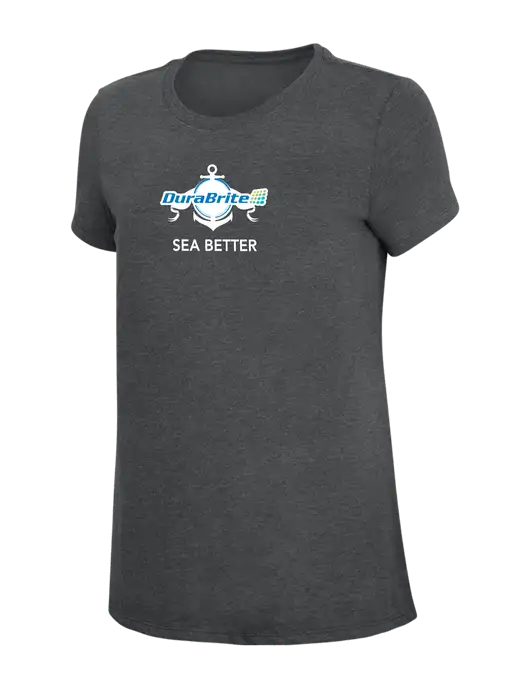 Womens Simply Soft Charcoal 4.5oz Poly/Combed Ring Spun Cotton T-Shirt w/Anchor Sea Better Logo