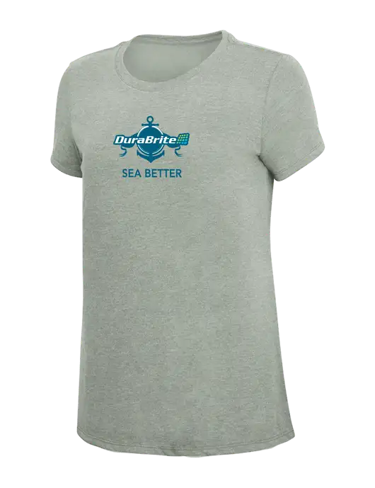 Womens Simply Soft Heathered Light Grey 4.5oz Poly/Combed Ring Spun Cotton T-Shirt w/Anchor Sea Better Logo