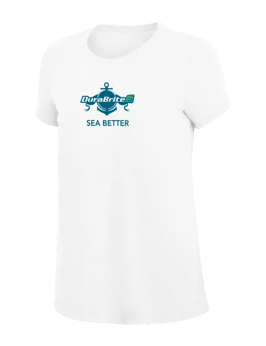 Womens Simply Soft White 4.5oz Poly/Combed Ring Spun Cotton T-Shirt
 w/Anchor Sea Better Logo