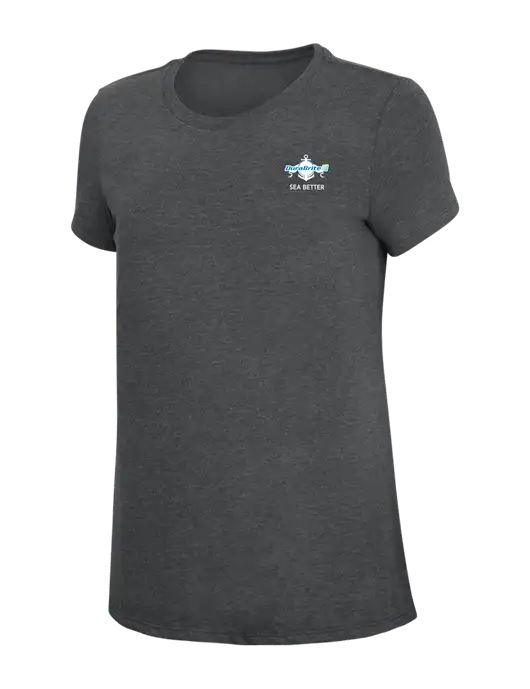 Womens Simply Soft Charcoal 4.5oz Poly/Combed Ring Spun Cotton T-Shirt w/Anchor Sea Better Logo