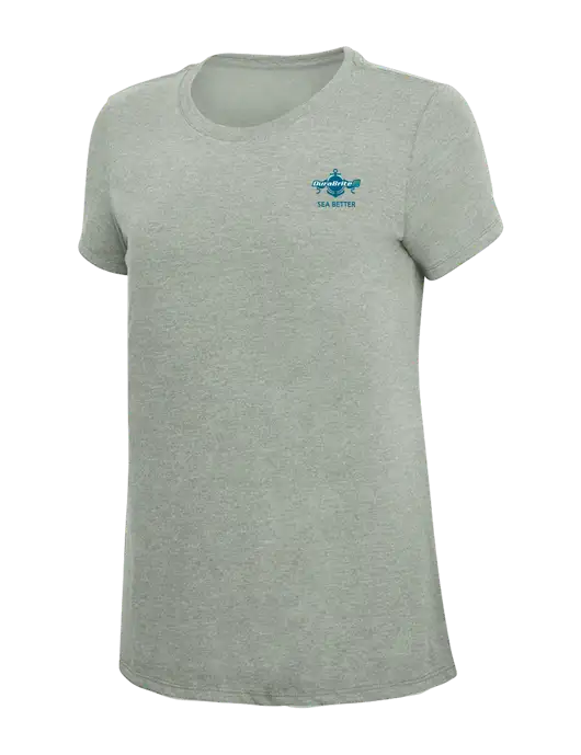 Womens Simply Soft Heathered Light Grey 4.5oz Poly/Combed Ring Spun Cotton T-Shirt w/Anchor Sea Better Logo