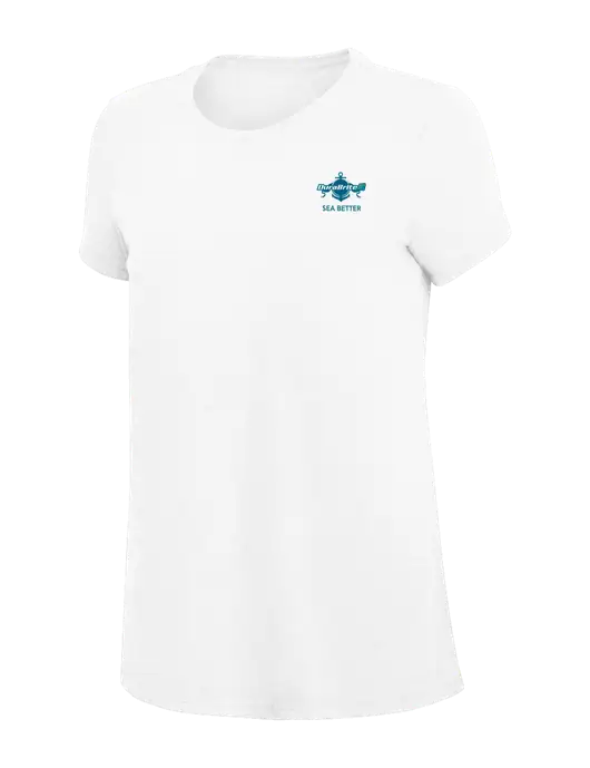 Womens Simply Soft White 4.5oz Poly/Combed Ring Spun Cotton T-Shirt
 w/Anchor Sea Better Logo