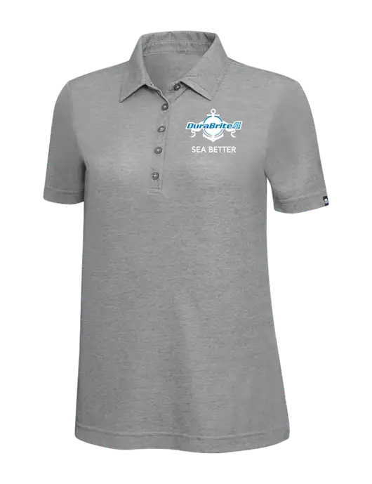 TravisMathew Grey Heather Womens Oceanside Polo w/Anchor Sea Better Logo