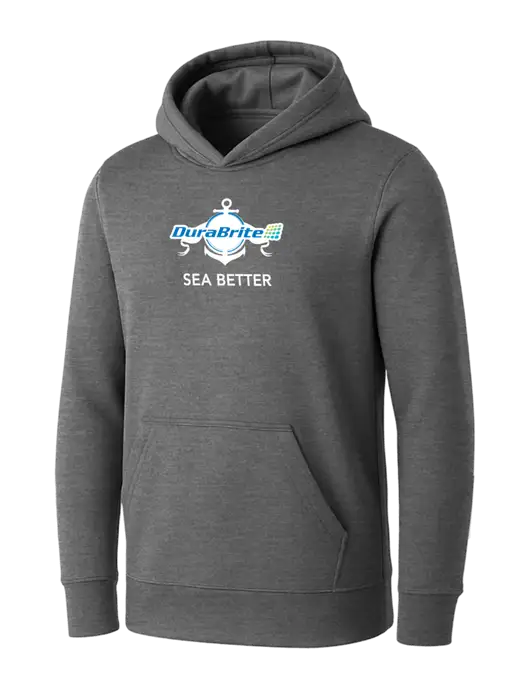 Womens Medium Grey Heather Core Fleece Pullover Hooded Sweatshirt w/Anchor Sea Better Logo