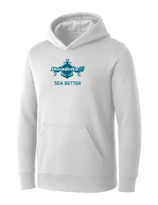 Womens White Core Fleece Pullover Hooded Sweatshirt w/Anchor Sea Better Logo