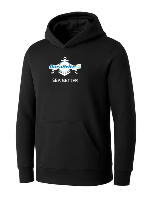 Womens Black Core Fleece Pullover Hooded Sweatshirt w/Anchor Sea Better Logo
