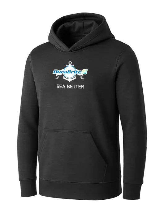 Womens Dark Grey Heather Core Fleece Pullover Hooded Sweatshirt w/Anchor Sea Better Logo