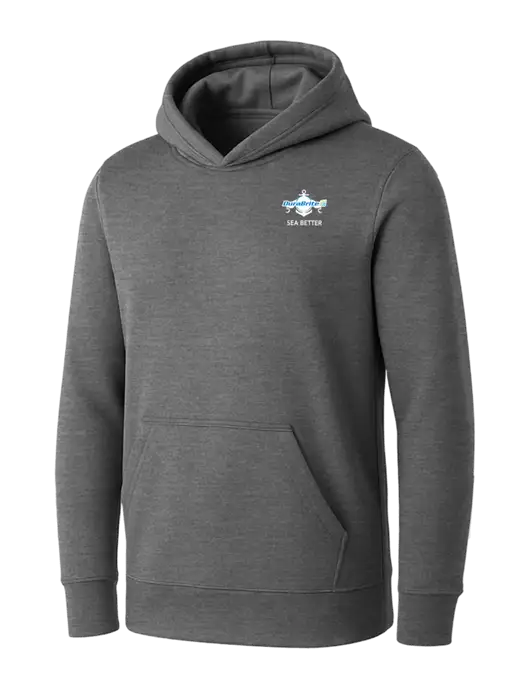 Womens Medium Grey Heather Core Fleece Pullover Hooded Sweatshirt w/Anchor Sea Better Logo