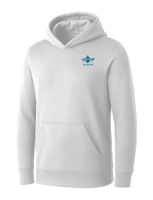 Womens White Core Fleece Pullover Hooded Sweatshirt w/Anchor Sea Better Logo
