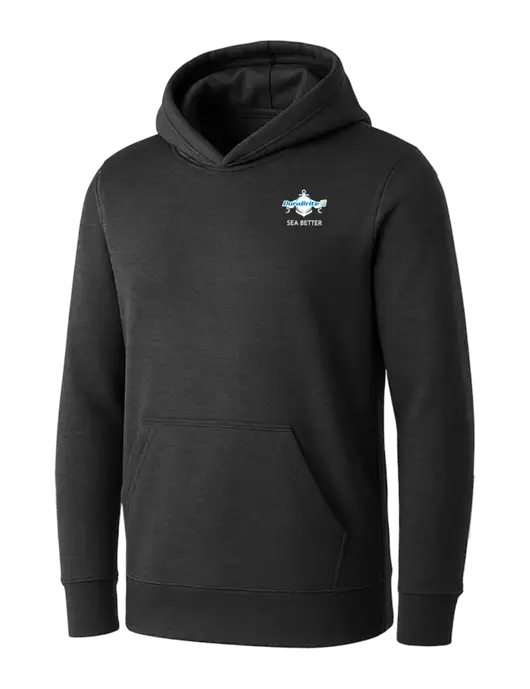 Womens Dark Grey Heather Core Fleece Pullover Hooded Sweatshirt w/Anchor Sea Better Logo