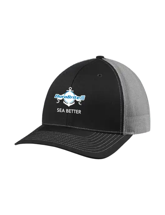 Richardson Adjustable Snapback Original 112 Trucker Cap Black w/Charcoal Mesh w/Anchor Sea Better Logo