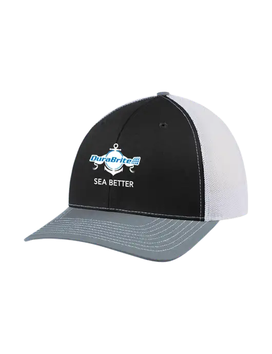 Richardson Adjustable Snapback Original 112 Trucker Cap Black/Light Heather Grey/White Mesh w/Anchor Sea Better Logo