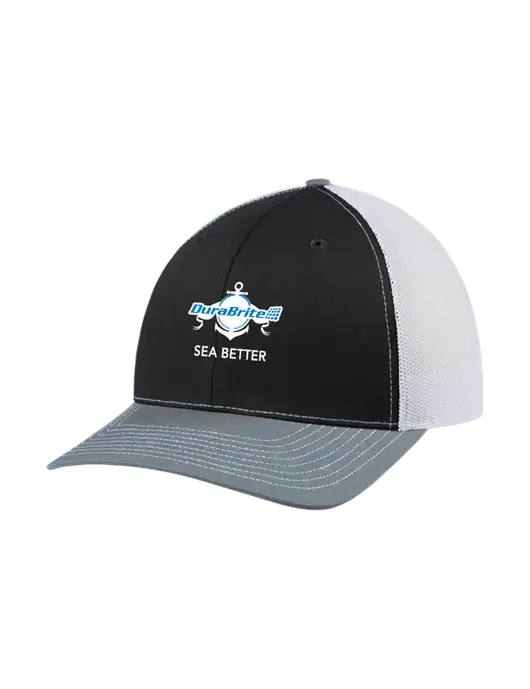 Richardson Adjustable Snapback Original 112 Trucker Cap Black/Light Heather Grey/White Mesh w/Anchor Sea Better Logo