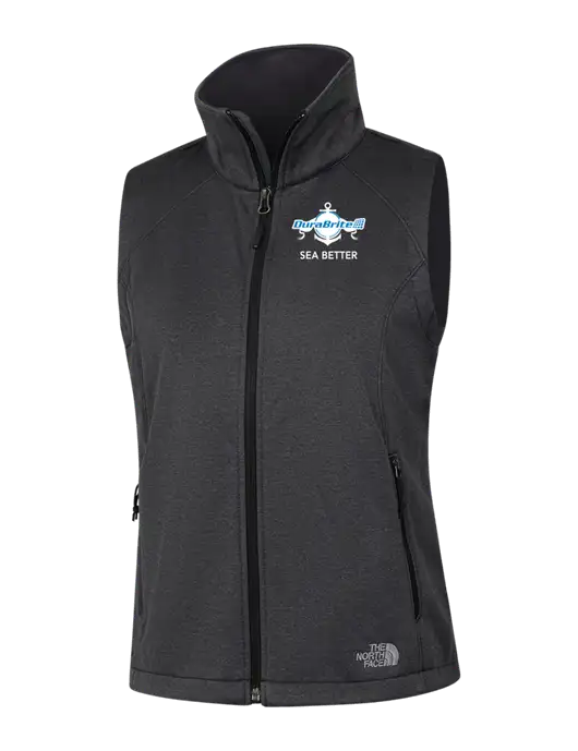 The North Face Womens Dark Grey Heather Ridgewall Soft Shell Vest  w/Anchor Sea Better Logo