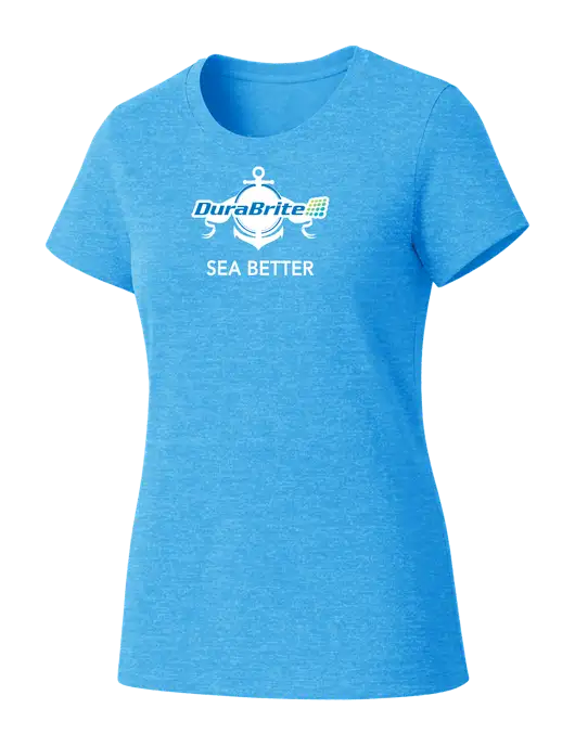Womens Seriously Soft Light Sapphire T-Shirt w/Anchor Sea Better Logo