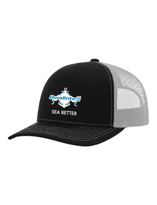 Richardson Adjustable Snapback Original 112 Trucker Cap Black w/White Mesh w/Anchor Sea Better Logo