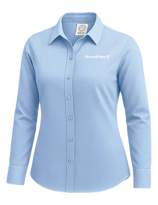 Brooks Brothers Womens Light Blue Wrinkle-Free Stretch Nailhead Shirt w/DuraBrite Logo