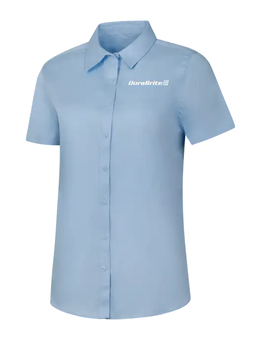 Womens Light Blue Short Sleeve Superpro React Twill Shirt w/DuraBrite Logo