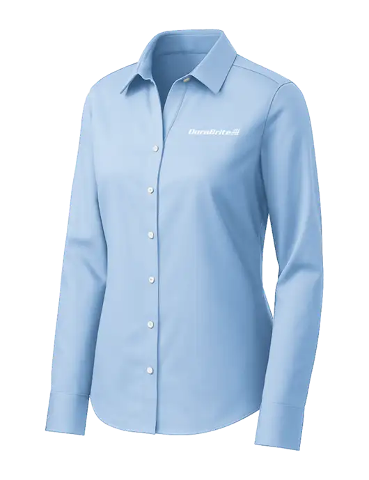Brooks Brothers Womens Light Blue Wrinkle-Free Stretch Pinpoint Shirt w/DuraBrite Logo