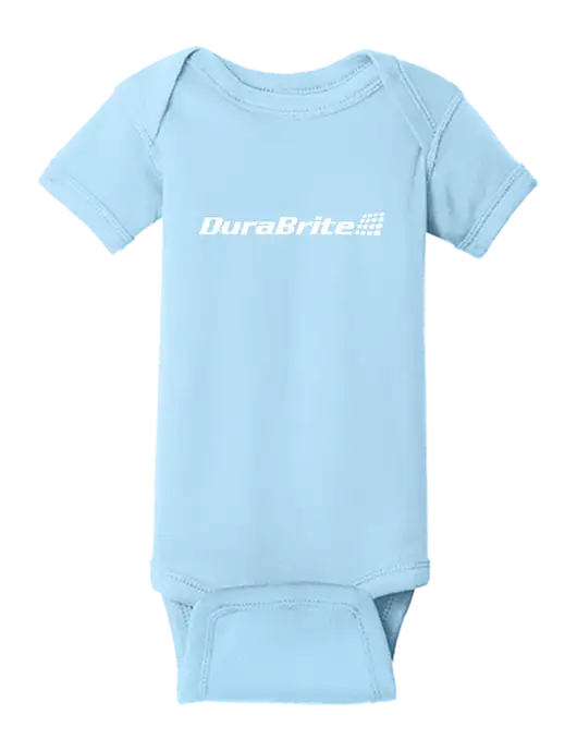 Rabbit Skins Light Blue Infant Short Sleeve Baby Rib Bodysuit w/DuraBrite Logo