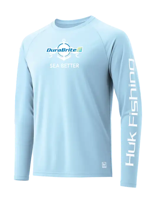 HUK Light Blue LoPro Pursuit Long Sleeve T-Shirt w/Anchor Sea Better Logo