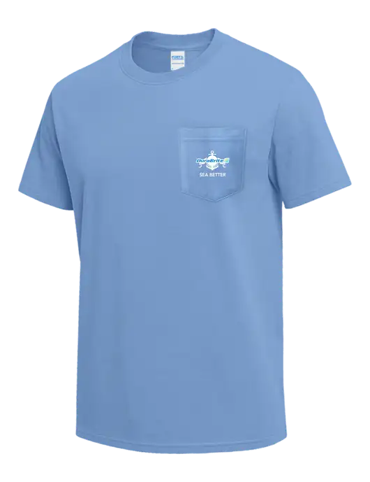 Light Blue Heavyweight 6.1 oz Pocket T-Shirt w/Anchor Sea Better Logo