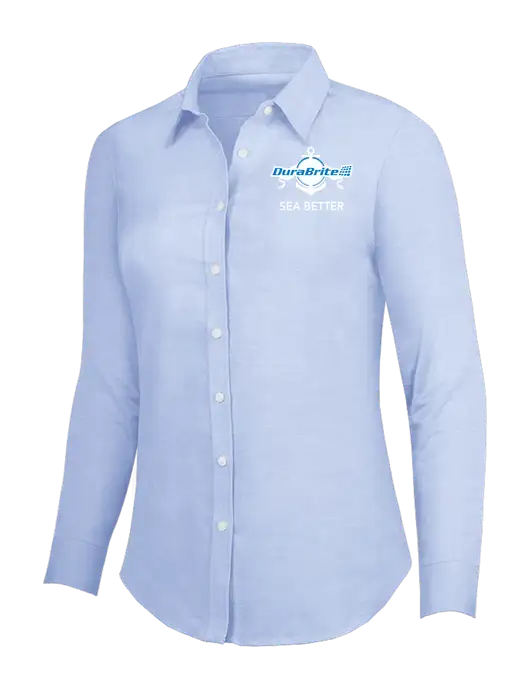 Light Blue Womens SuperPro Oxford Shirt w/Anchor Sea Better Logo