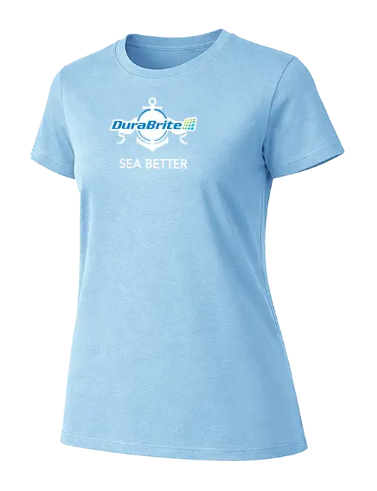 Womens Ring Spun Light Blue 4.5 oz T-Shirt w/Anchor Sea Better Logo
