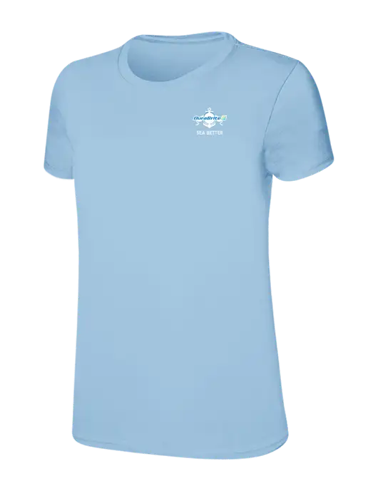 Womens Ring Spun Light Blue 4.5 oz T-Shirt w/Anchor Sea Better Logo